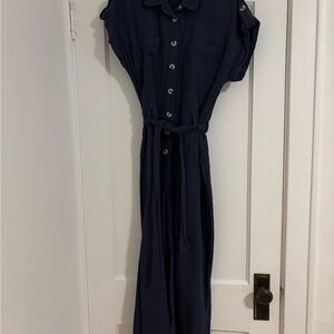 FRNCH Dark Blue Jumpsuit with Buttons